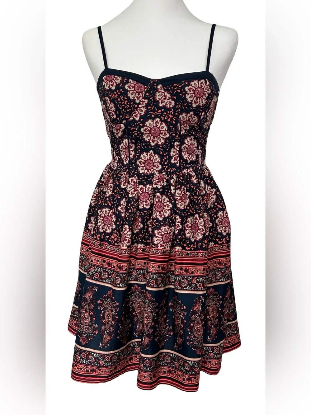 Band of Gypsies Floral Mini Dress Coastal Cowgirl Festival Boho Smocked Medium - Picture 2 of 8